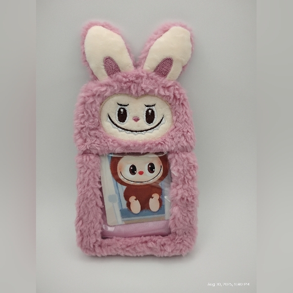 Labubu Handbags - Labubu Pink Plush Phone Holder/Wallet 6"H×3.5"W  (3 Available)